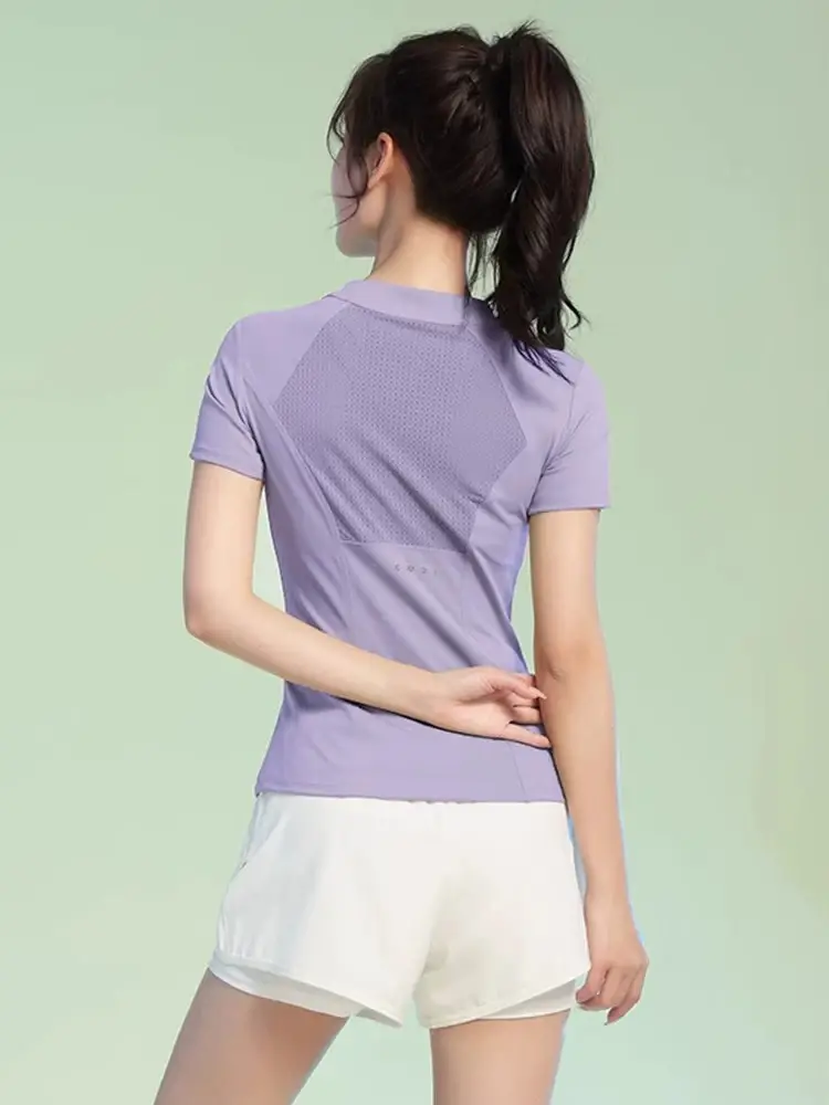 Professional Running Women's Sports Suit 2026 New Style Yoga Wear Short-Sleeved Morning Running Quick-Drying Clothing Breathable Sweat-Absorbent Fitness Clothing