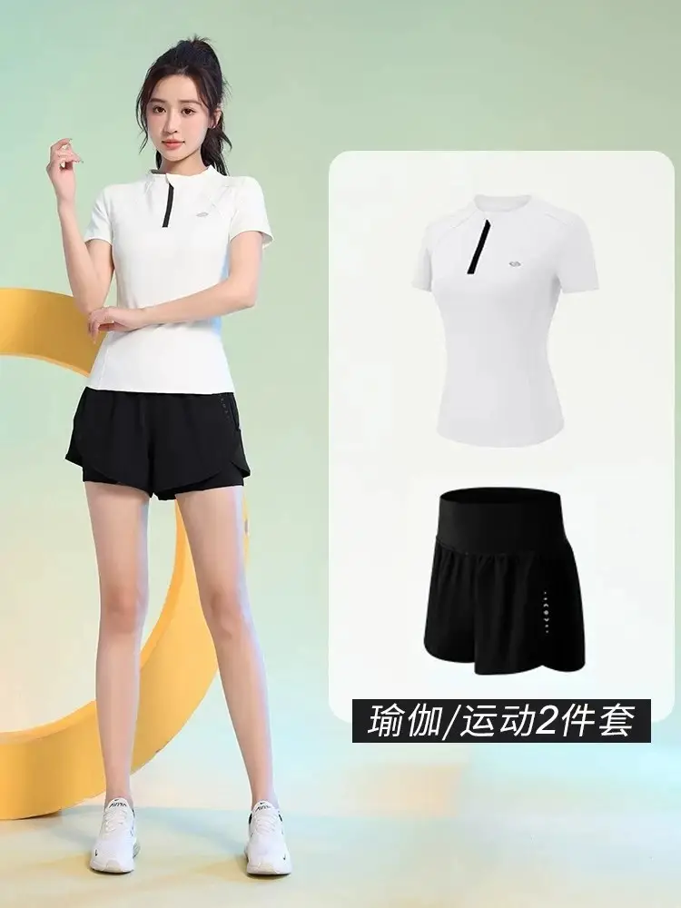 Professional Running Women's Sports Suit 2026 New Style Yoga Wear Short-Sleeved Morning Running Quick-Drying Clothing Breathable Sweat-Absorbent Fitness Clothing