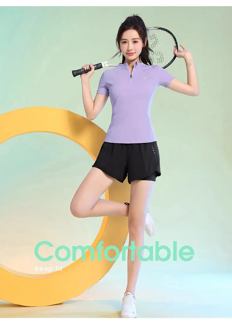 Professional Running Women's Sports Suit 2026 New Style Yoga Wear Short-Sleeved Morning Running Quick-Drying Clothing Breathable Sweat-Absorbent Fitness Clothing — feature 11