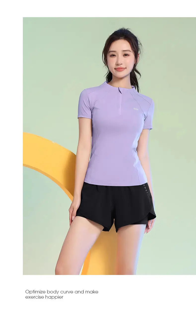 Professional Running Women's Sports Suit 2026 New Style Yoga Wear Short-Sleeved Morning Running Quick-Drying Clothing Breathable Sweat-Absorbent Fitness Clothing — feature 13