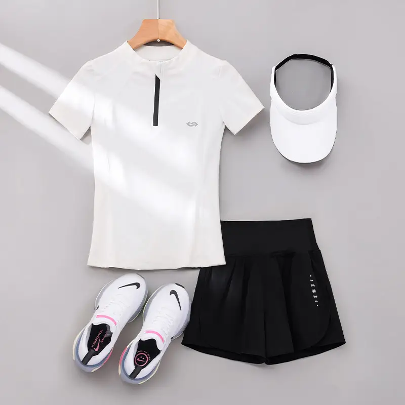 Professional Running Women's Sports Suit 2026 New Style Yoga Wear Short-Sleeved Morning Running Quick-Drying Clothing Breathable Sweat-Absorbent Fitness Clothing