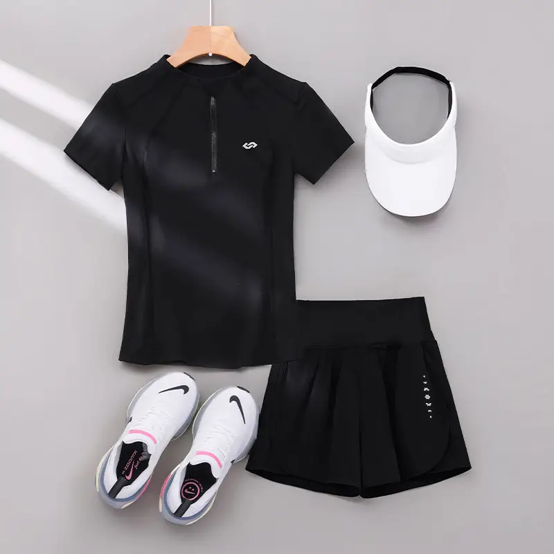 Professional Running Women's Sports Suit 2026 New Style Yoga Wear Short-Sleeved Morning Running Quick-Drying Clothing Breathable Sweat-Absorbent Fitness Clothing