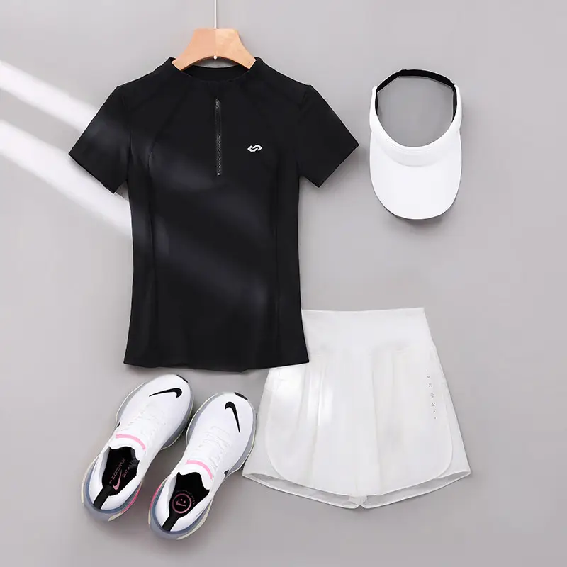 Professional Running Women's Sports Suit 2026 New Style Yoga Wear Short-Sleeved Morning Running Quick-Drying Clothing Breathable Sweat-Absorbent Fitness Clothing