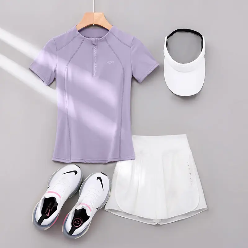 Professional Running Women's Sports Suit 2026 New Style Yoga Wear Short-Sleeved Morning Running Quick-Drying Clothing Breathable Sweat-Absorbent Fitness Clothing