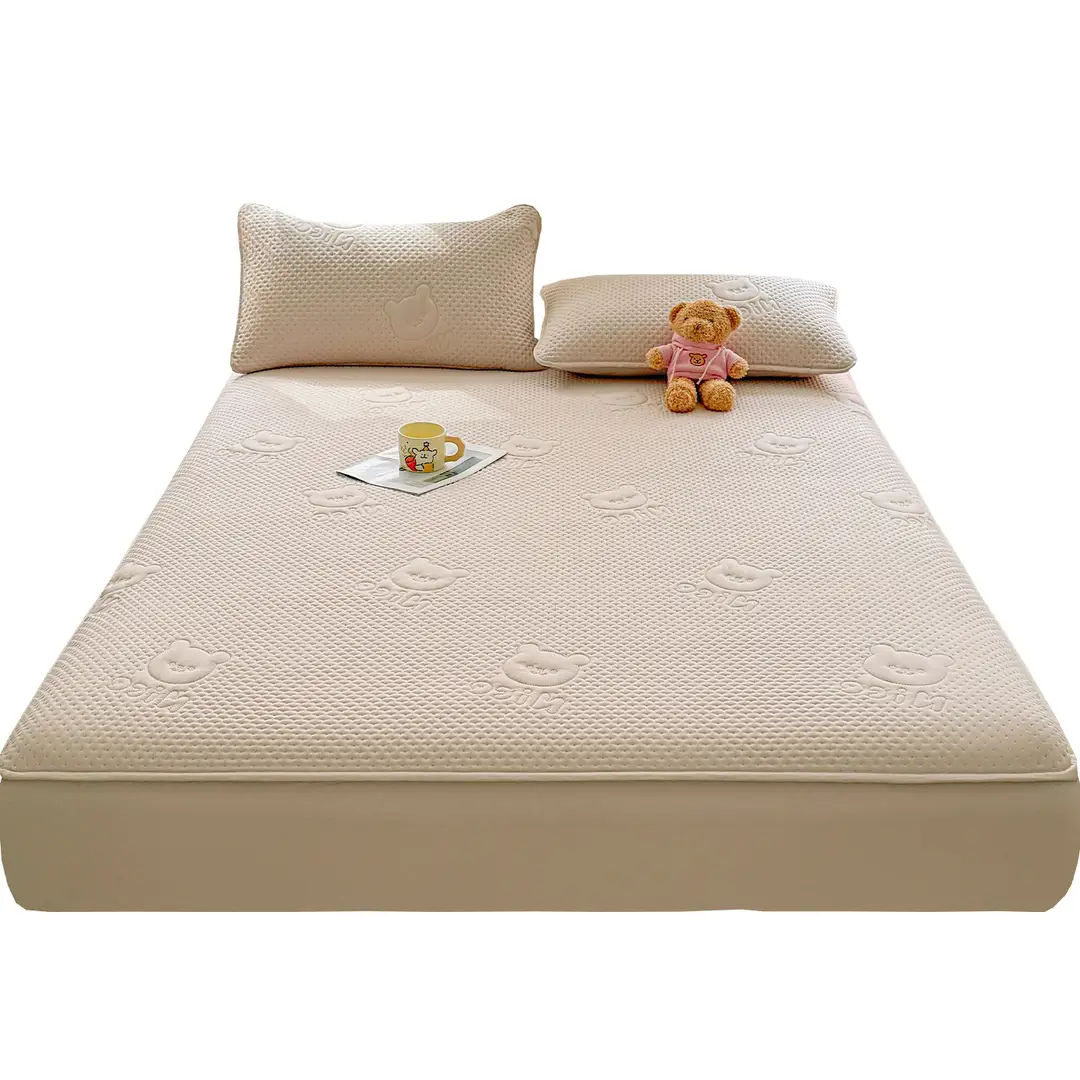 Category a Maternal and Infant Grade Children's Waterproof Urine-Proof Quilted Mattress Cover Three-Piece Set Mattress Protector Fully Enclosed Non-Slip Fitted Sheet
