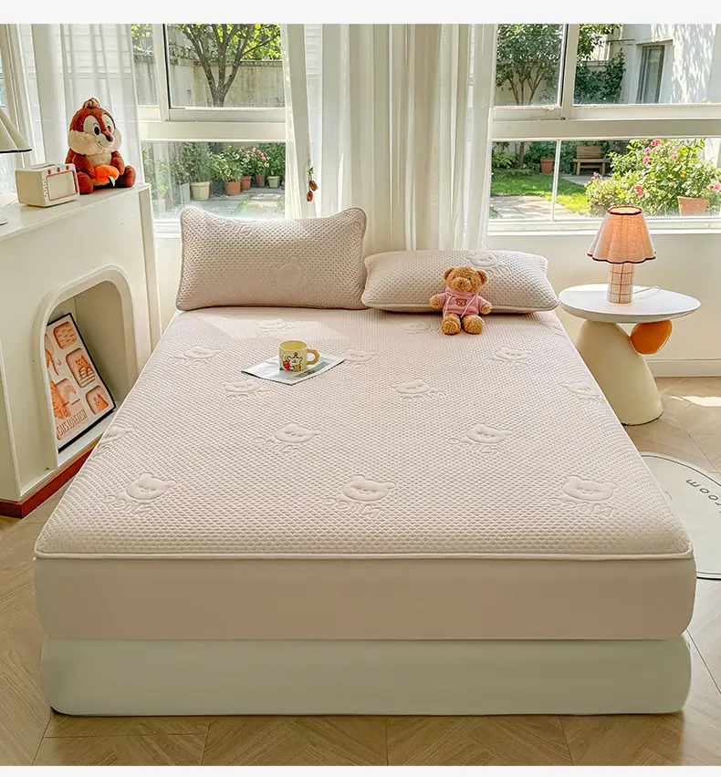Category a Maternal and Infant Grade Children's Waterproof Urine-Proof Quilted Mattress Cover Three-Piece Set Mattress Protector Fully Enclosed Non-Slip Fitted Sheet — feature 19