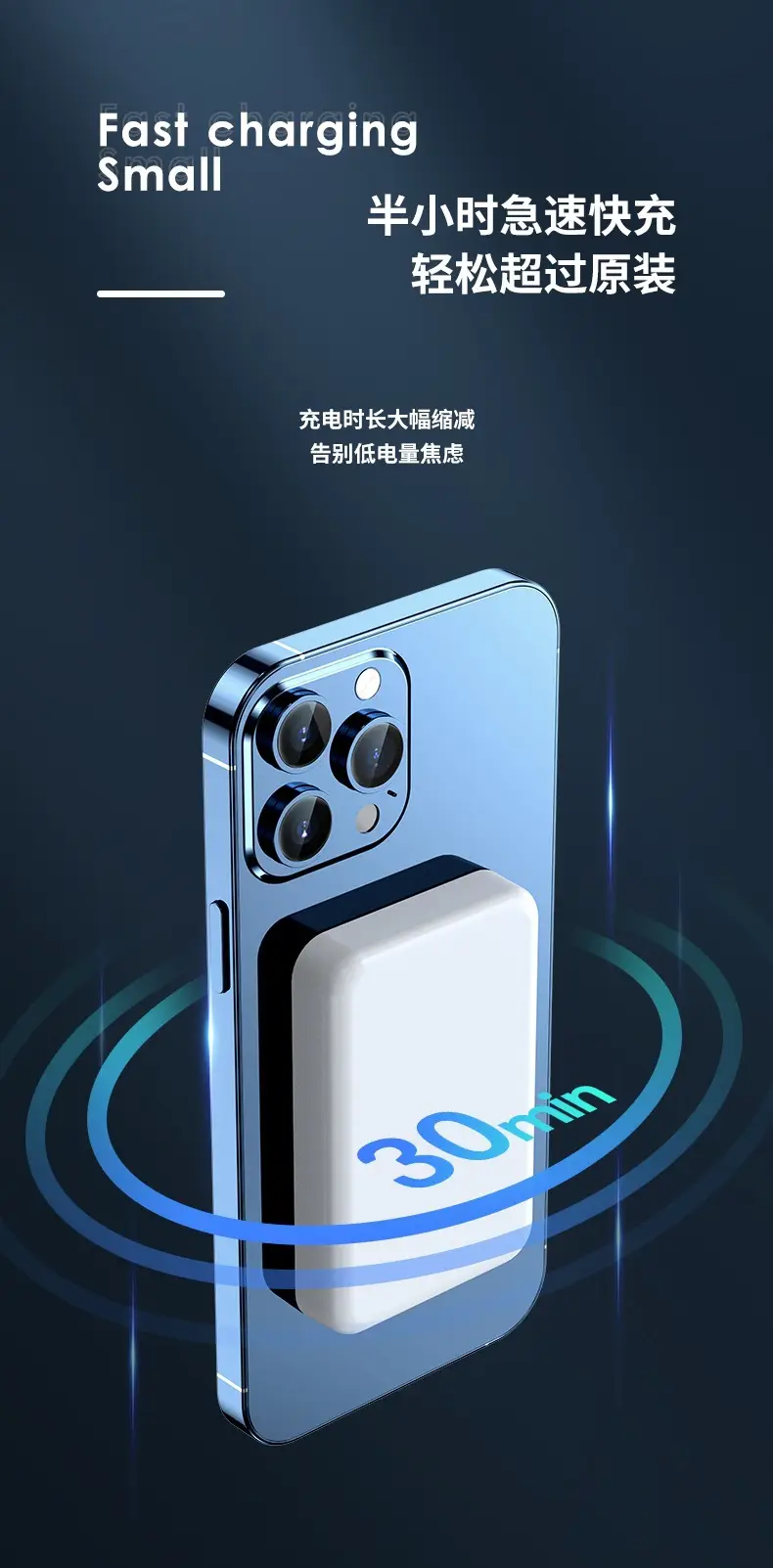 National Standard 3C Certified Magnetic Power Bank 1W Mah Suitable for 15W Wireless Fast Charging Magsafe Portable Power Bank — feature 4