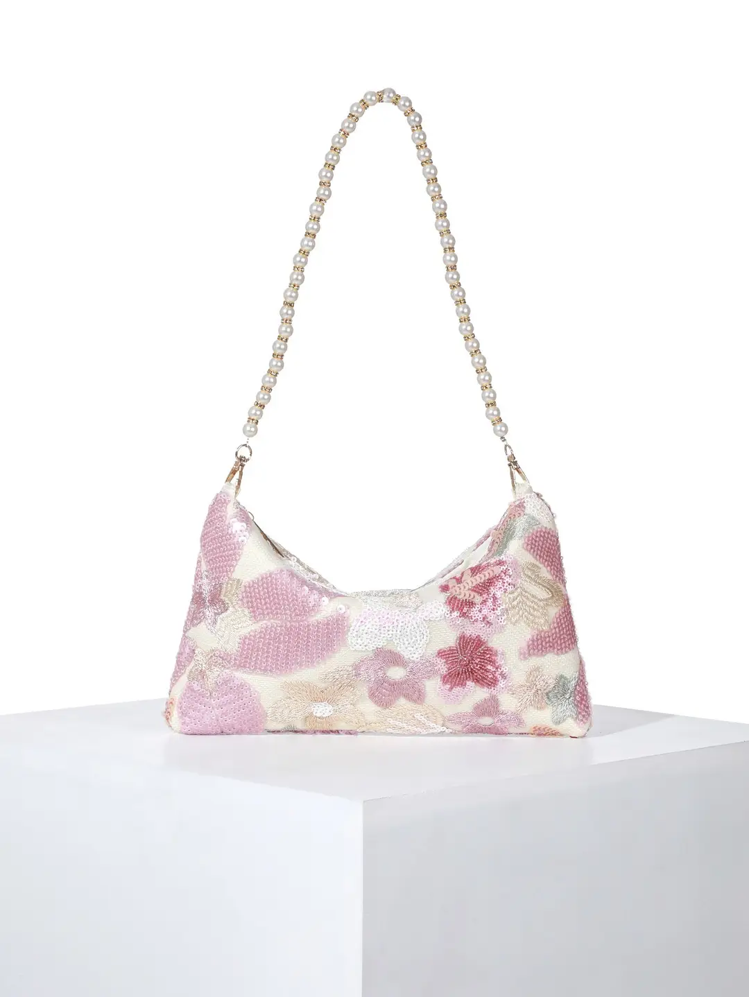 New Chinese-Style Embroidered Pearl Handbag for Evening Events 2026 New Niche Design Embroidered Sequin Bag Single Shoulder Underarm Bag
