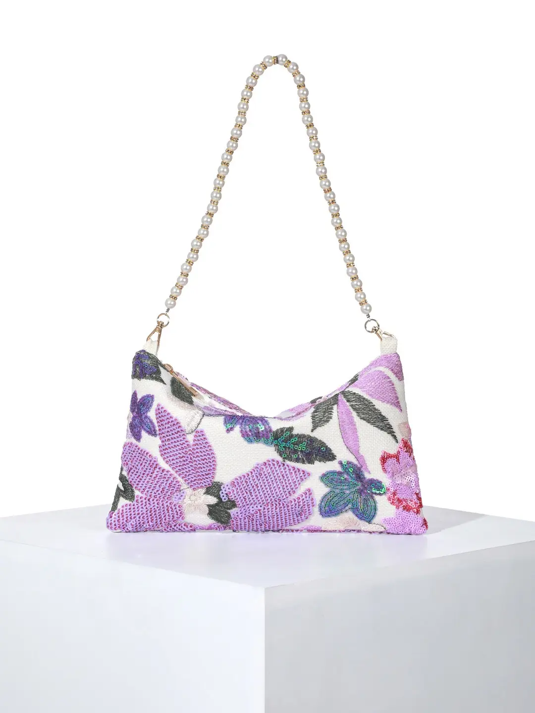 New Chinese-Style Embroidered Pearl Handbag for Evening Events 2026 New Niche Design Embroidered Sequin Bag Single Shoulder Underarm Bag