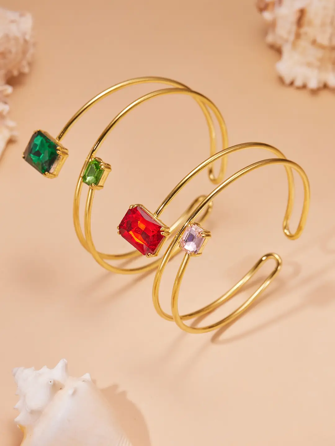 Geometric Paperclip Square Zircon Arm Bracelet, Cross-Border European and American Style, Open Design, Unique and Versatile, Gold-Plated Bracelet — feature 17