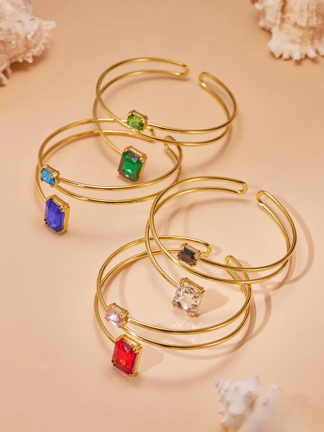 Geometric Paperclip Square Zircon Arm Bracelet, Cross-Border European and American Style, Open Design, Unique and Versatile, Gold-Plated Bracelet — feature 18