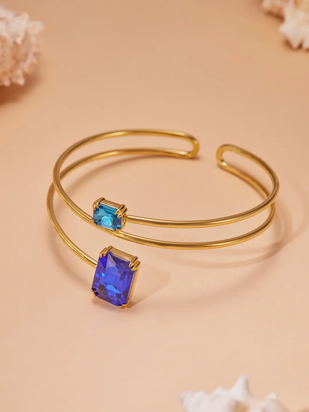 Geometric Paperclip Square Zircon Arm Bracelet, Cross-Border European and American Style, Open Design, Unique and Versatile, Gold-Plated Bracelet — feature 19
