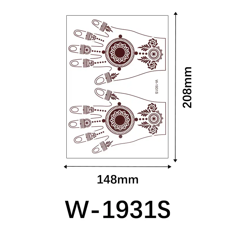 Cross-Border Henna Tattoo Stickers Waterproof and Long-Lasting Indian Mehndi Mandala Hand Tattoos for South Asian Weddings Custom-Made
