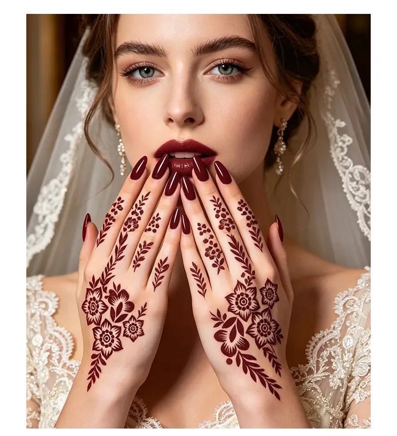 Cross-Border Henna Tattoo Stickers Waterproof and Long-Lasting Indian Mehndi Mandala Hand Tattoos for South Asian Weddings Custom-Made — feature 10