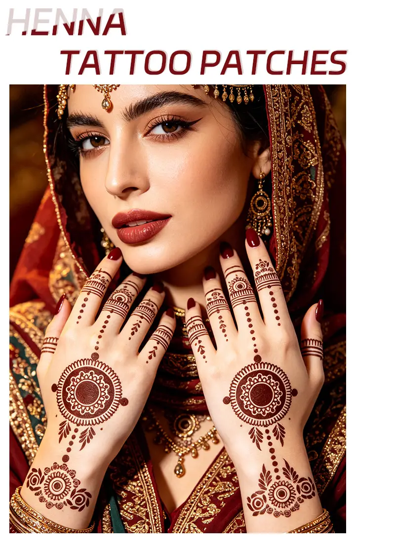 Cross-Border Henna Tattoo Stickers Waterproof and Long-Lasting Indian Mehndi Mandala Hand Tattoos for South Asian Weddings Custom-Made — feature 4