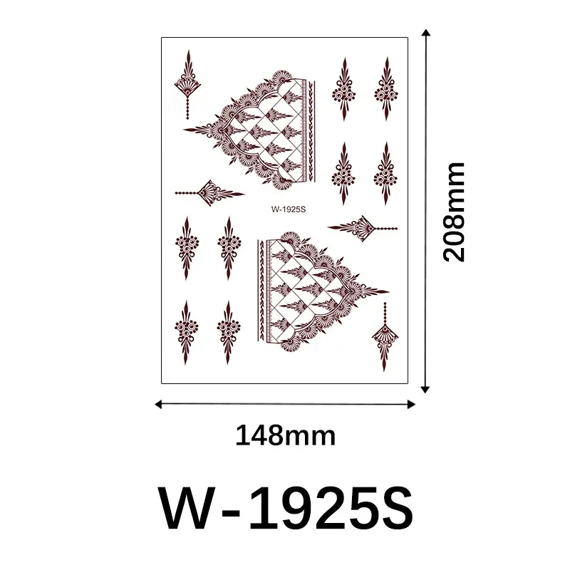 Cross-Border Henna Tattoo Stickers Waterproof and Long-Lasting Indian Mehndi Mandala Hand Tattoos for South Asian Weddings Custom-Made