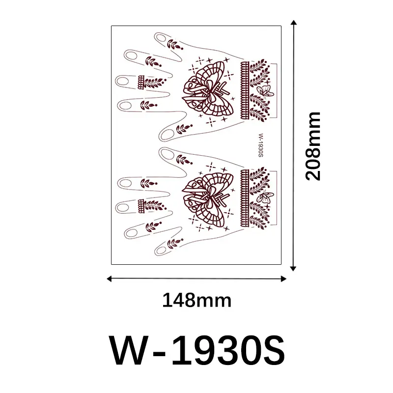 Cross-Border Henna Tattoo Stickers Waterproof and Long-Lasting Indian Mehndi Mandala Hand Tattoos for South Asian Weddings Custom-Made