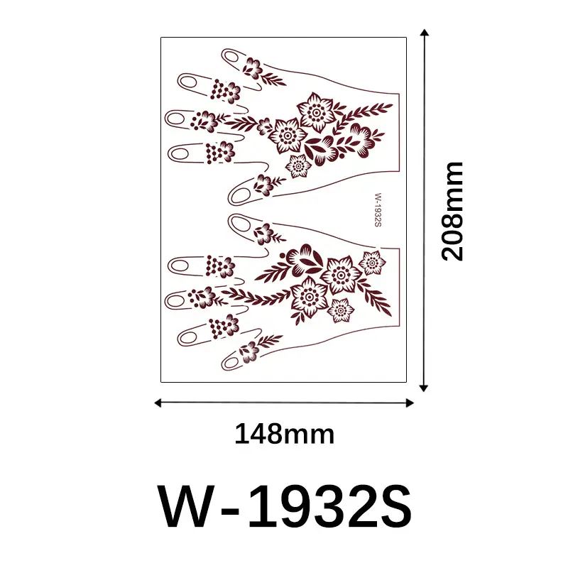 Cross-Border Brown Lace Tattoo Stickers Waterproof Long-Lasting Mandala Flower Indian Henna Wedding Temporary Hand Tattoo