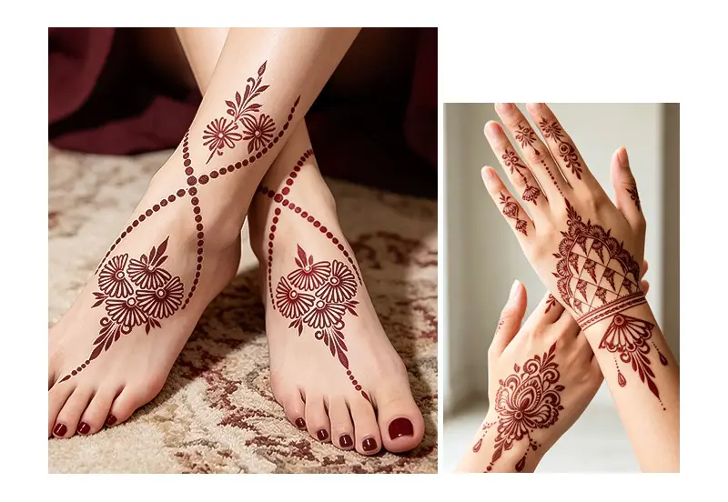 Cross-Border Brown Lace Tattoo Stickers Waterproof Long-Lasting Mandala Flower Indian Henna Wedding Temporary Hand Tattoo — feature 8