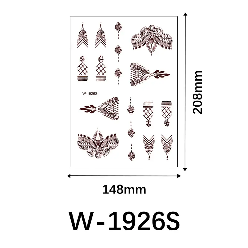 Cross-Border Brown Lace Tattoo Stickers Waterproof Long-Lasting Mandala Flower Indian Henna Wedding Temporary Hand Tattoo