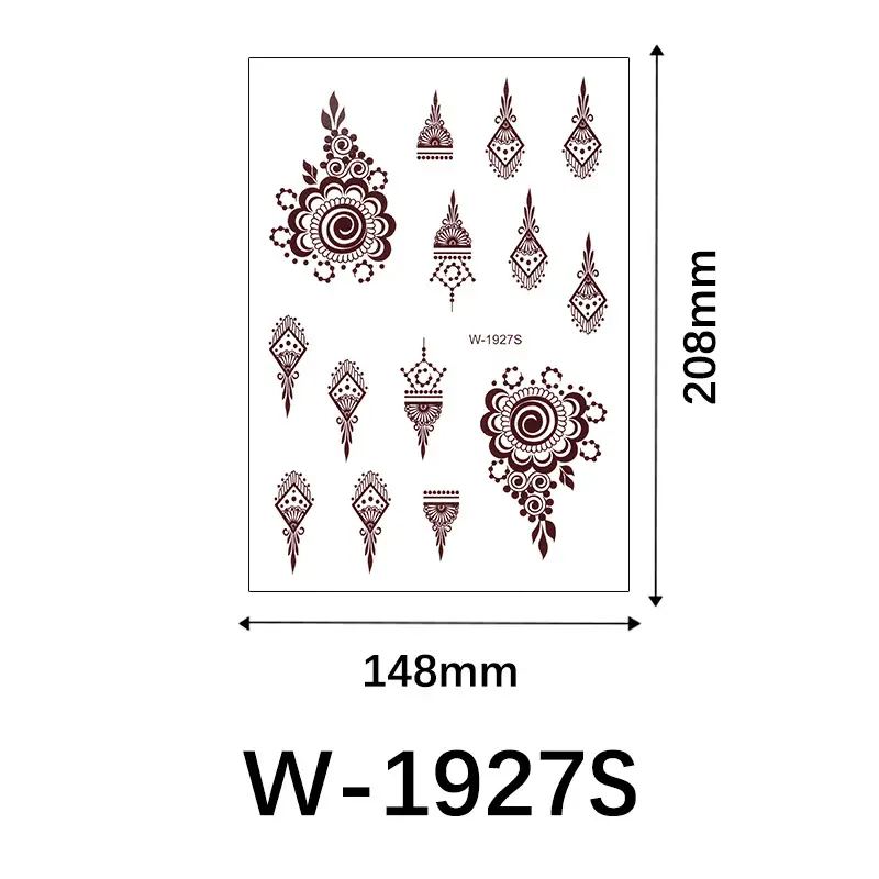 Cross-Border Brown Lace Tattoo Stickers Waterproof Long-Lasting Mandala Flower Indian Henna Wedding Temporary Hand Tattoo