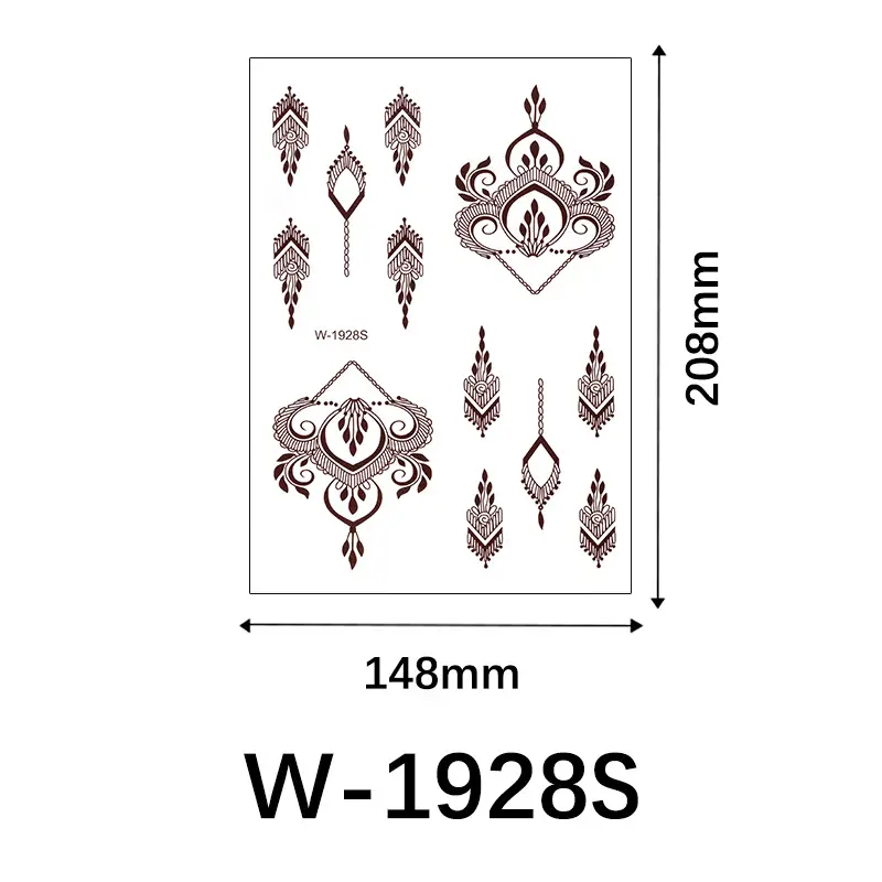 Cross-Border Brown Lace Tattoo Stickers Waterproof Long-Lasting Mandala Flower Indian Henna Wedding Temporary Hand Tattoo