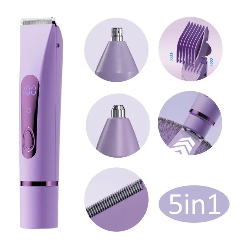 Household Women's Hair Shaver Five-In-One Multi-Functional Electric Hair Removal Device for Men and Women, Private Area Hair Trimmer