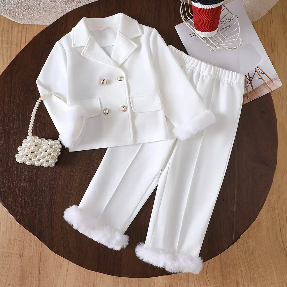 2026 Foreign Trade Children's Clothing New Products for Young Girls Spring, Autumn, and Winter Collared Jacket and Long Pants Set — feature 1