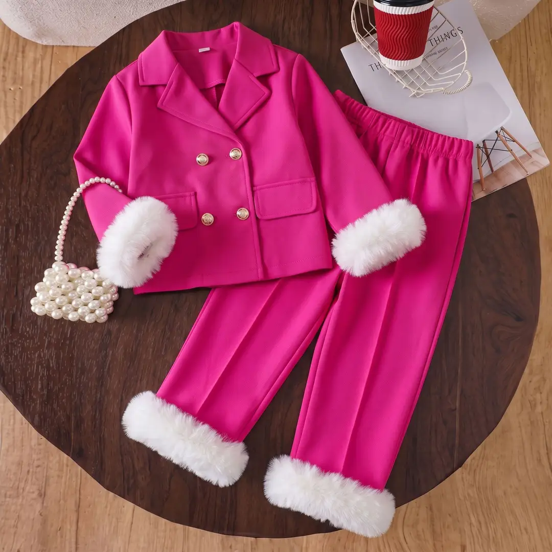 2026 Foreign Trade Children's Clothing New Products for Young Girls Spring, Autumn, and Winter Collared Jacket and Long Pants Set - Image 3