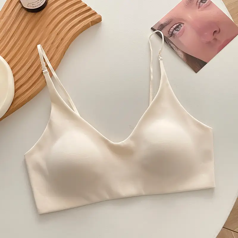 Ultra-Thin Invisible Skin-Friendly Lingerie for Women with Small Busts, Seamless Foundation-Like Coverage, Cross-Back Design, Side Breast Support, Anti-Sagging Bra
