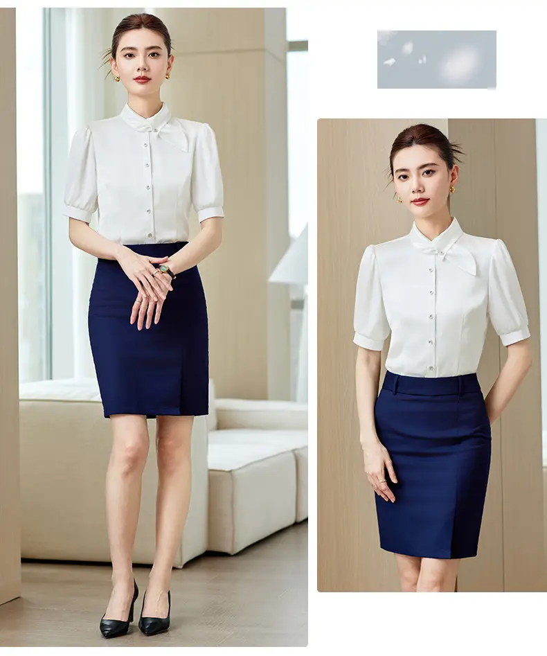 Fashionable Lace-Up Short-Sleeved Satin Shirt for Women, Spring and Summer 2026 New Style Professional Work Shirt, High-End Silk Top — feature 17