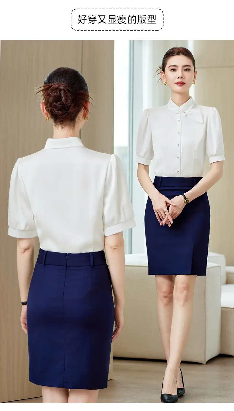 Fashionable Lace-Up Short-Sleeved Satin Shirt for Women, Spring and Summer 2026 New Style Professional Work Shirt, High-End Silk Top — feature 5