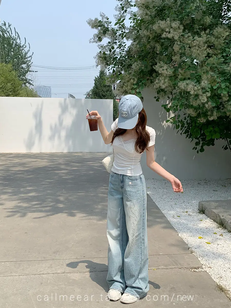 In-Stock 210g Fine Cotton Spliced Design Waist-Cinching Slimming Lace Short-Sleeve T-Shirt for Women, Summer Spicy Girl Style, Short Pure Desire Style — feature 14