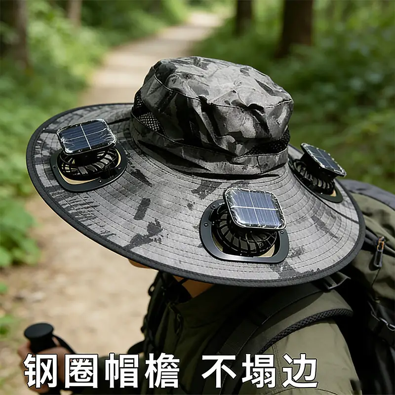Solar-Powered Three-Fan Sun Hat, Summer Outdoor Fishing Sun Protection Hat, Rechargeable Cooling Fisherman's Hat — feature 15