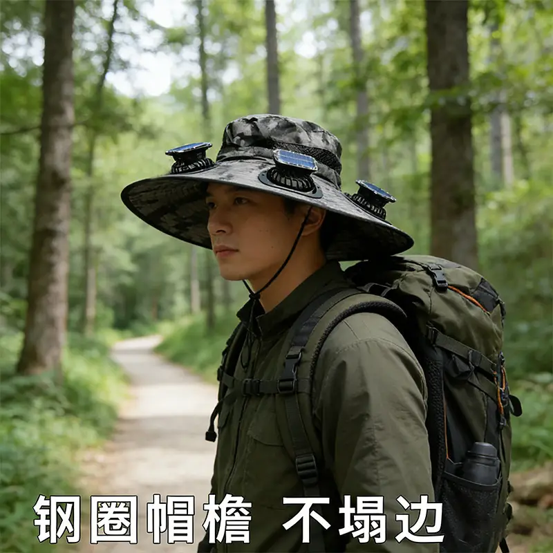 Solar-Powered Three-Fan Sun Hat, Summer Outdoor Fishing Sun Protection Hat, Rechargeable Cooling Fisherman's Hat — feature 16