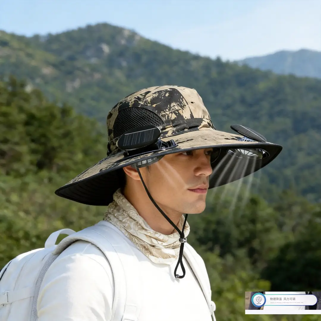 Solar-Powered Three-Fan Sun Hat, Summer Outdoor Fishing Sun Protection Hat, Rechargeable Cooling Fisherman's Hat — feature 2
