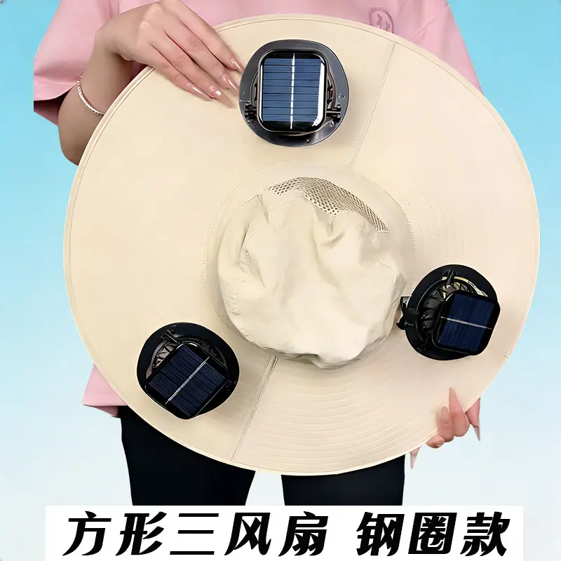 Solar-Powered Three-Fan Sun Hat, Summer Outdoor Fishing Sun Protection Hat, Rechargeable Cooling Fisherman's Hat