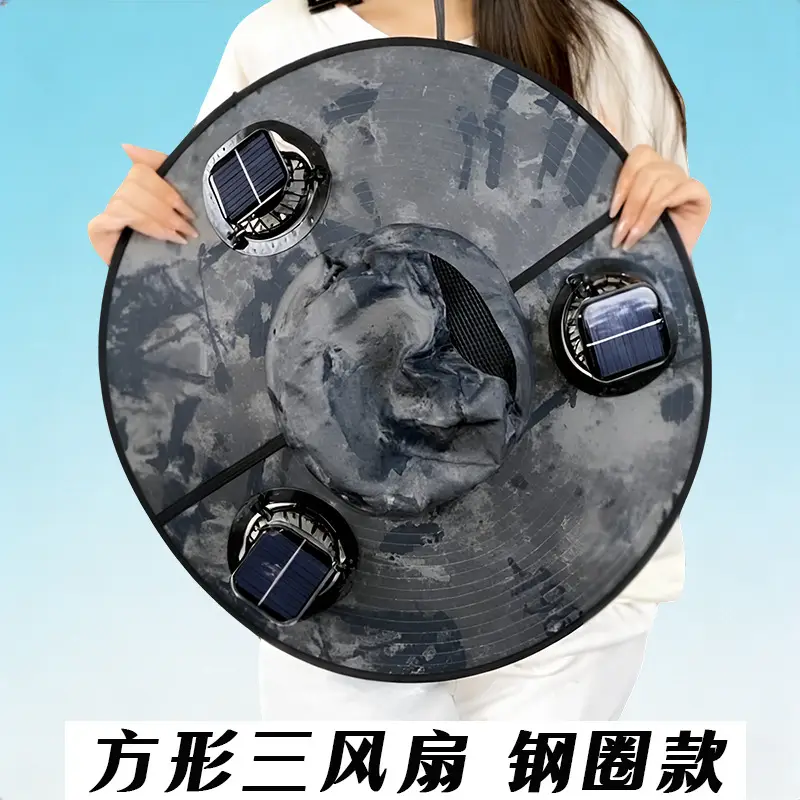 Solar-Powered Three-Fan Sun Hat, Summer Outdoor Fishing Sun Protection Hat, Rechargeable Cooling Fisherman's Hat