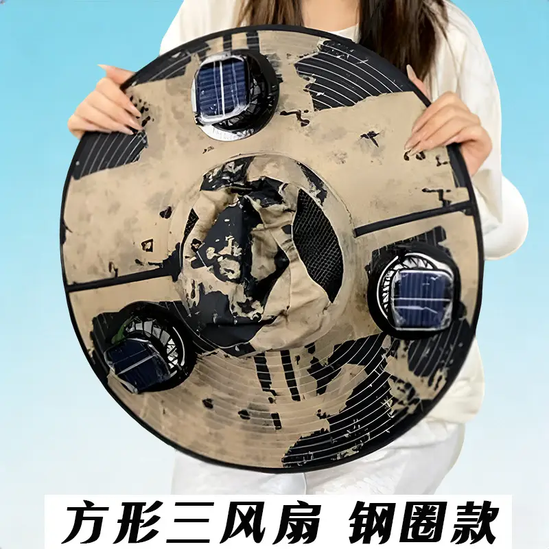 Solar-Powered Three-Fan Sun Hat, Summer Outdoor Fishing Sun Protection Hat, Rechargeable Cooling Fisherman's Hat