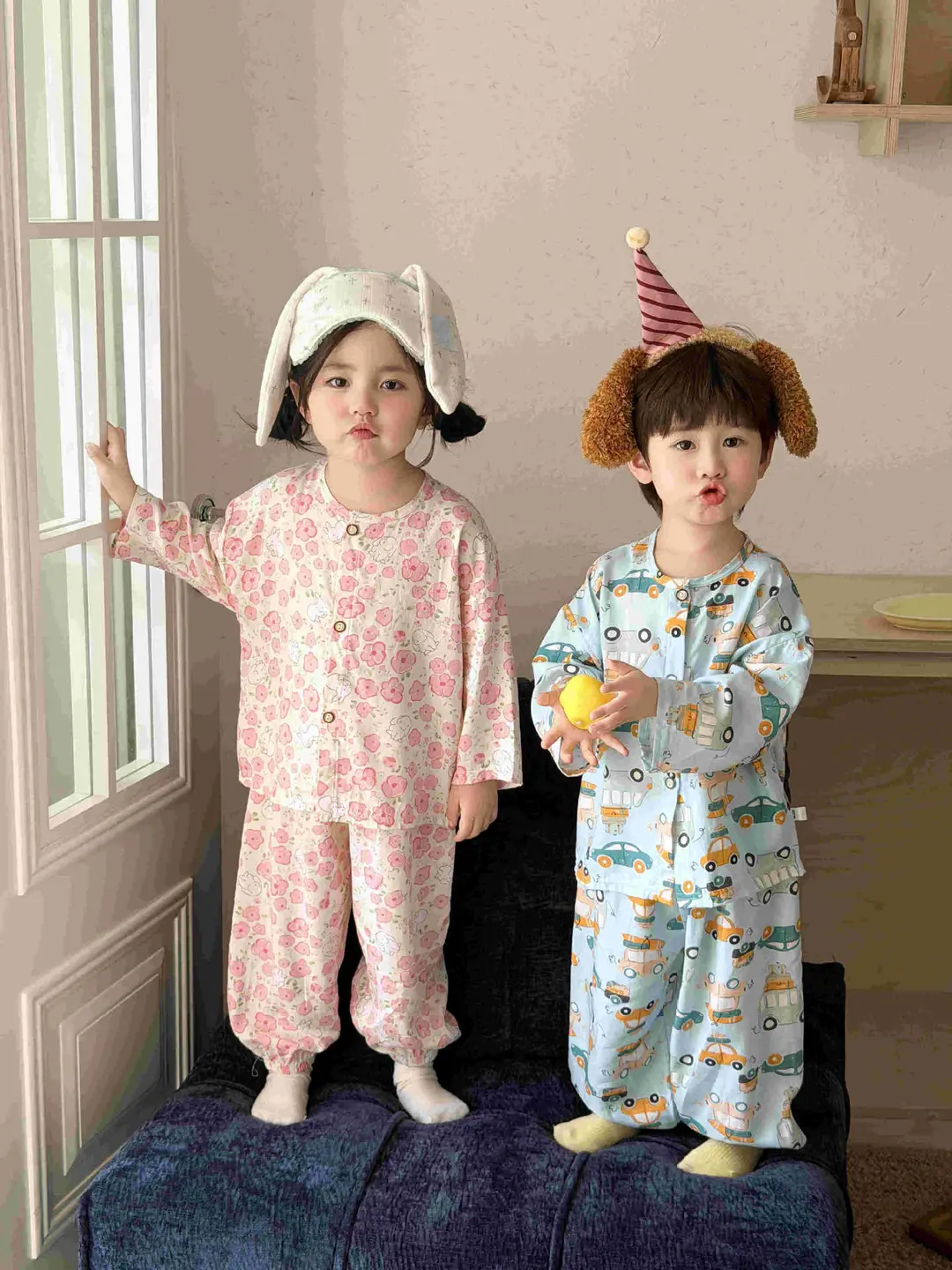 Children's Cotton Silk Home Clothes, Boys' and Girls' Artificial Cotton Pajamas Set, Boys' and Girls' Cardigan Cotton Silk Air-Conditioning Clothes Pajamas — feature 7