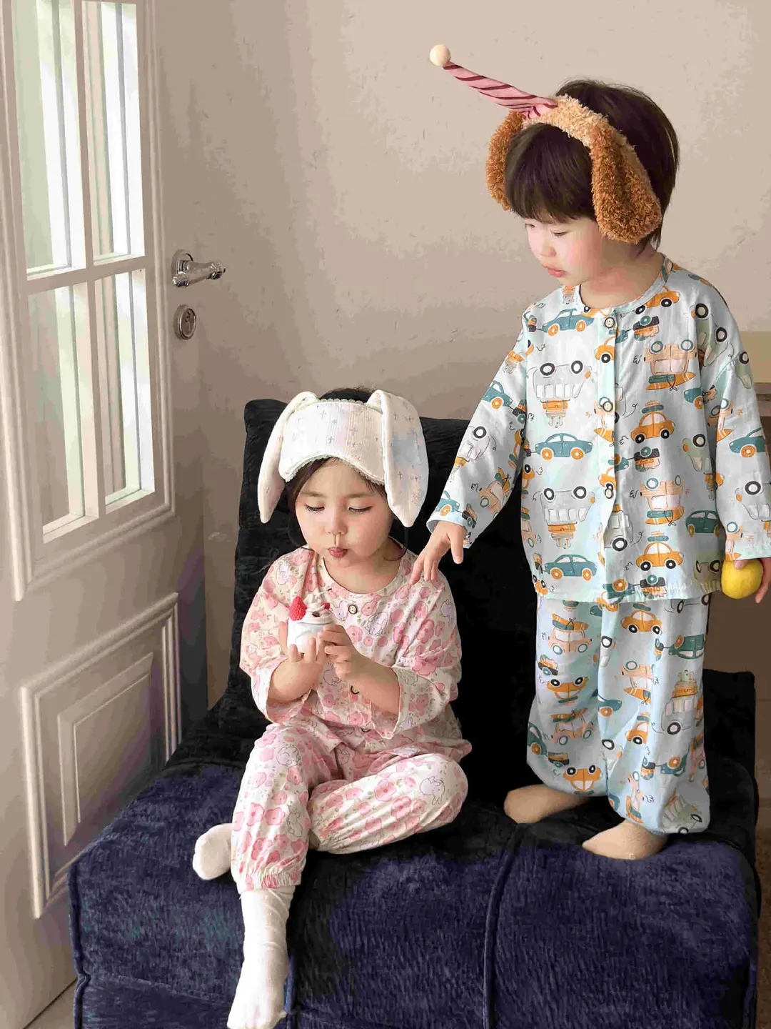 Children's Cotton Silk Home Clothes, Boys' and Girls' Artificial Cotton Pajamas Set, Boys' and Girls' Cardigan Cotton Silk Air-Conditioning Clothes Pajamas — feature 8