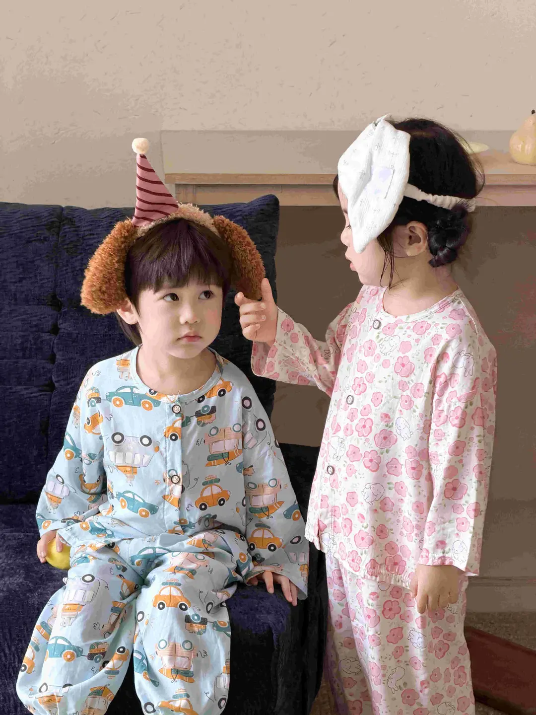 Children's Cotton Silk Home Clothes, Boys' and Girls' Artificial Cotton Pajamas Set, Boys' and Girls' Cardigan Cotton Silk Air-Conditioning Clothes Pajamas — feature 9