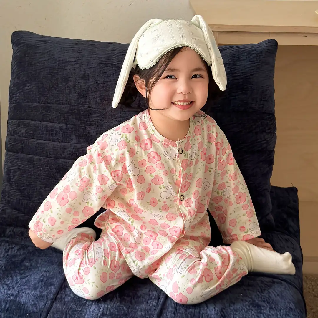 Children's Cotton Silk Home Clothes, Boys' and Girls' Artificial Cotton Pajamas Set, Boys' and Girls' Cardigan Cotton Silk Air-Conditioning Clothes Pajamas