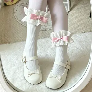 Lolita Layered Socks for Women, White Multi-Layered Ruffled Bow Socks, Japanese Style Girl Calf Socks, Small Batch Mix Wholesale — feature 14