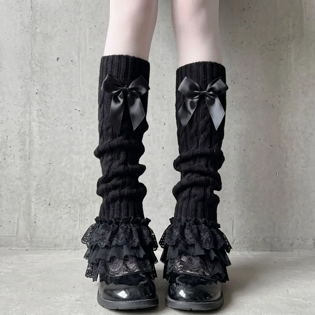 Lolita Layered Socks for Women, White Multi-Layered Ruffled Bow Socks, Japanese Style Girl Calf Socks, Small Batch Mix Wholesale - Image 2