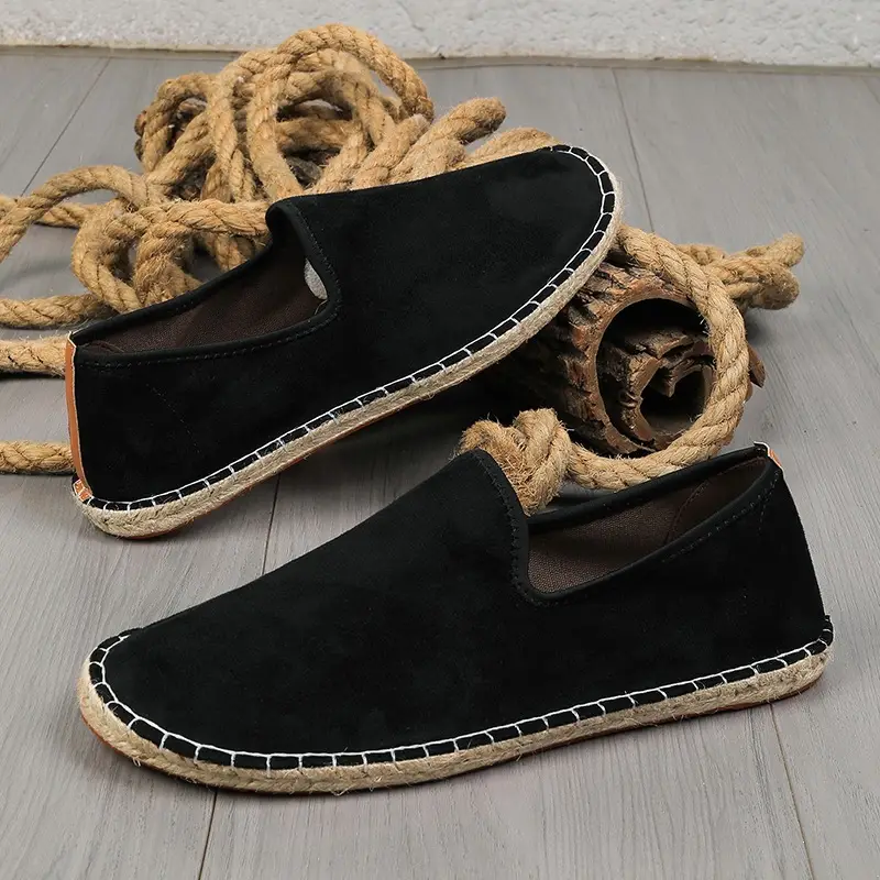 2026 New Men's Breathable Soft-Soled Espadrille Shoes, Casual Slip-Ons with Hand-Stitched Seams, Lightweight and Comfortable Men's Shoes