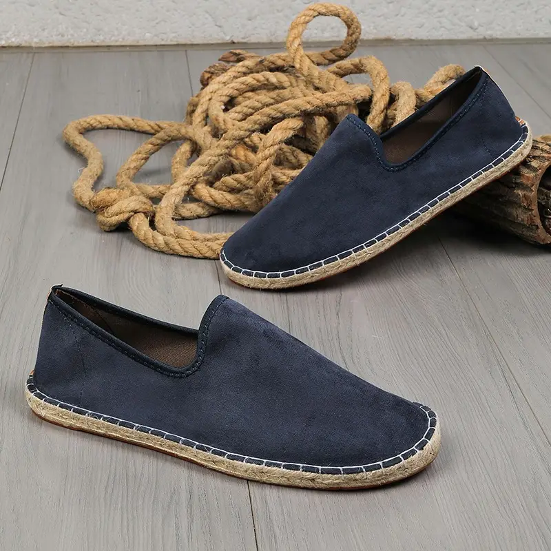 2026 New Men's Breathable Soft-Soled Espadrille Shoes, Casual Slip-Ons with Hand-Stitched Seams, Lightweight and Comfortable Men's Shoes