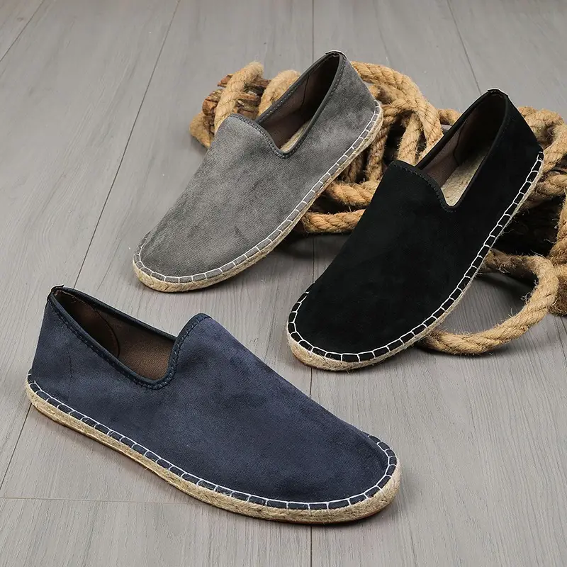 2026 New Men's Breathable Soft-Soled Espadrille Shoes, Casual Slip-Ons with Hand-Stitched Seams, Lightweight and Comfortable Men's Shoes