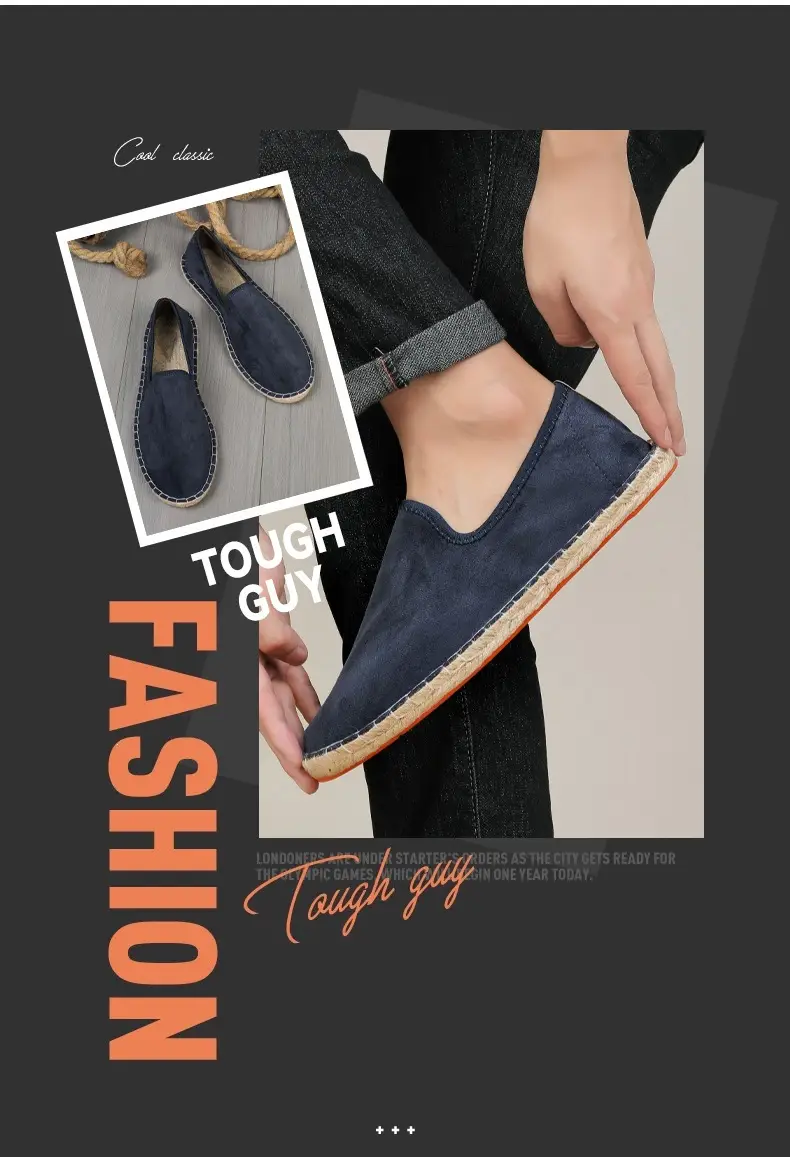 2026 New Men's Breathable Soft-Soled Espadrille Shoes, Casual Slip-Ons with Hand-Stitched Seams, Lightweight and Comfortable Men's Shoes — feature 2