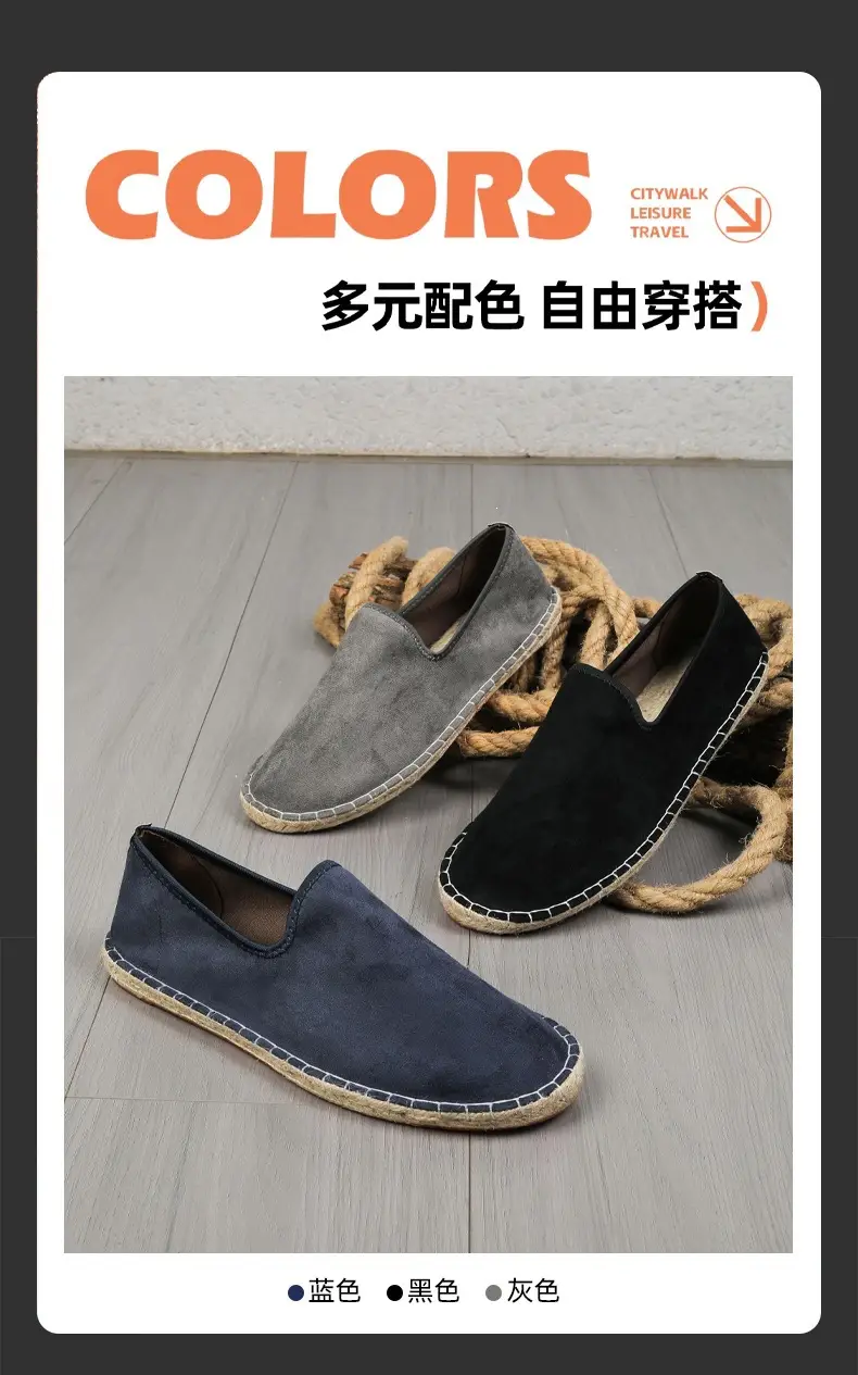 2026 New Men's Breathable Soft-Soled Espadrille Shoes, Casual Slip-Ons with Hand-Stitched Seams, Lightweight and Comfortable Men's Shoes — feature 3